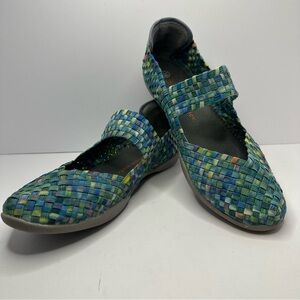 Bernie Mev Women's Cuddly-Slip On Shoes MaryJane Flat Multi-Blue Green Sz8.5
